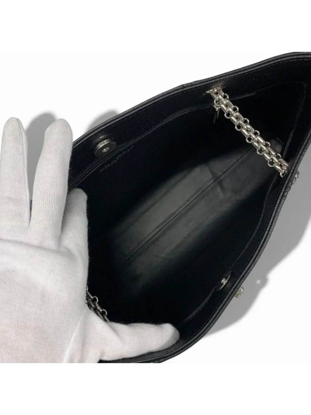 Chanel Bag Tote Black Silver Chain - Picture 5 of 10